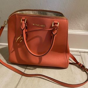 Coral Michael Kors Tote Bag with matching wallet